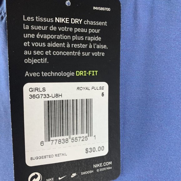 Nike Shift‎ Legging Girls Size 5 Blue Dri-Fit Royal Pulse Stretch Pull On 6825 - Picture 3 of 10